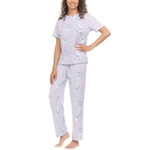 Flora Nikrooz Ladies Pajama Set Women 2X Pockets Drawstring Light Purple Flower
